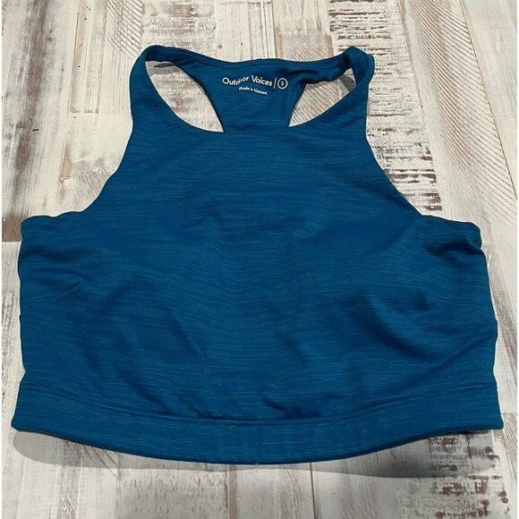 Outdoor Voices Crop Top Racer Back Heather Teal Padded Size Small - Picture 1 of 6